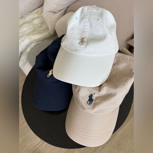 RALPH LAUREN BASEBALL HAT BUNDLE IN CREAM, BEIGE, AND NAVY